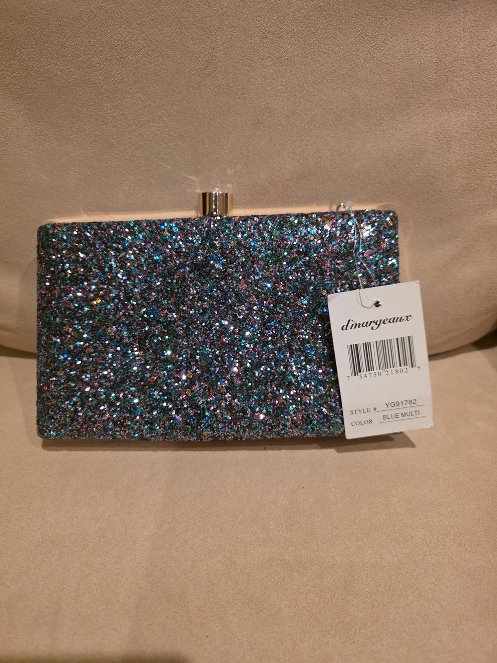 Blue Multi Glitter Box Clutch - Picture 2 of 15